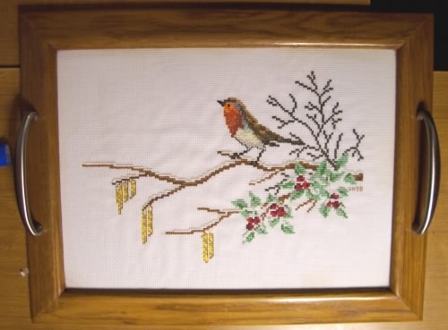 Vassoio con pettirosso