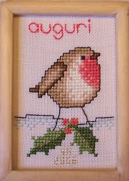 Quadretto auguri con pettirosso